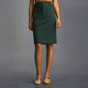 Maeve Anthropologie M Colette Teal Green High Rise Ponte Stretch Pencil Skirt